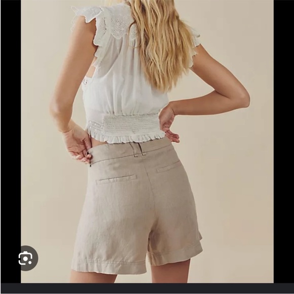 Free People Chelsea Linen Shorts Sand Color Size 6 - Picture 2 of 7